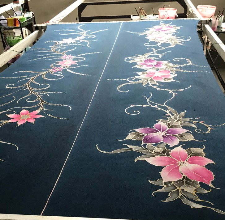 batik Malaysia, handcraft drawing flower art, Handcrafted batik shirt Malaysia