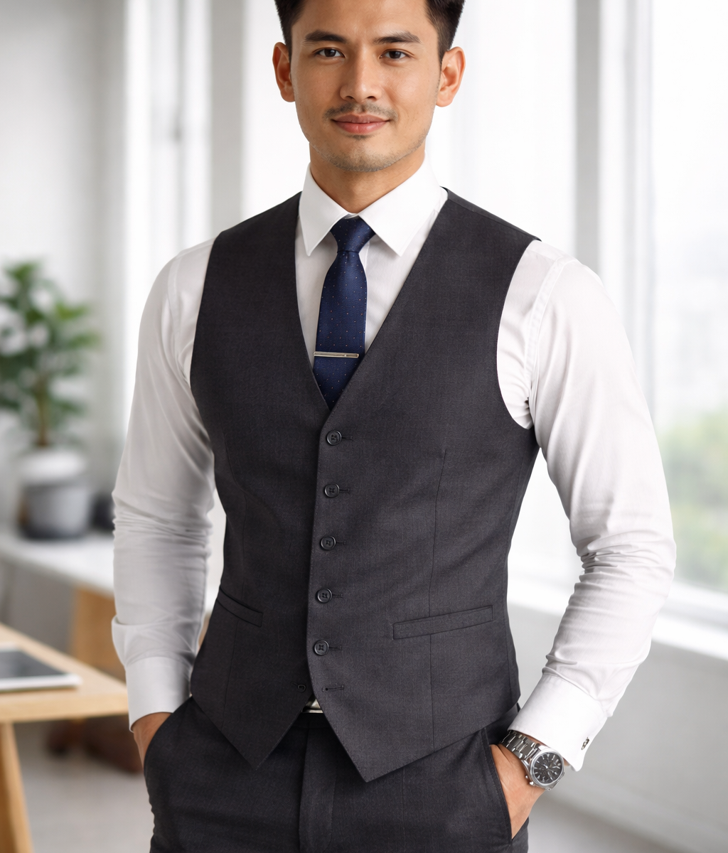 men with vest, 6 button vest