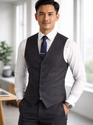 men with vest, 6 button vest