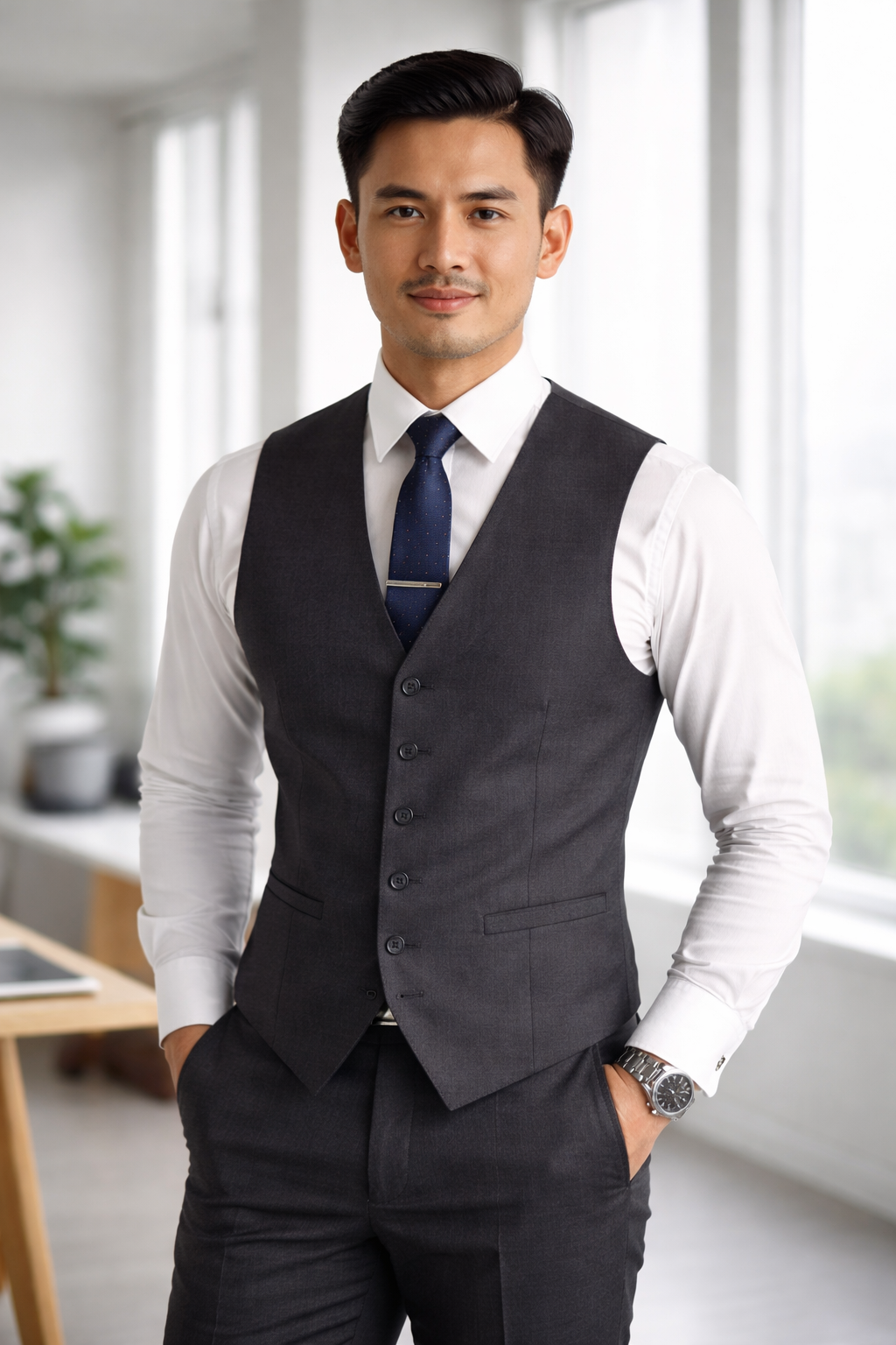 men with vest, 6 button vest